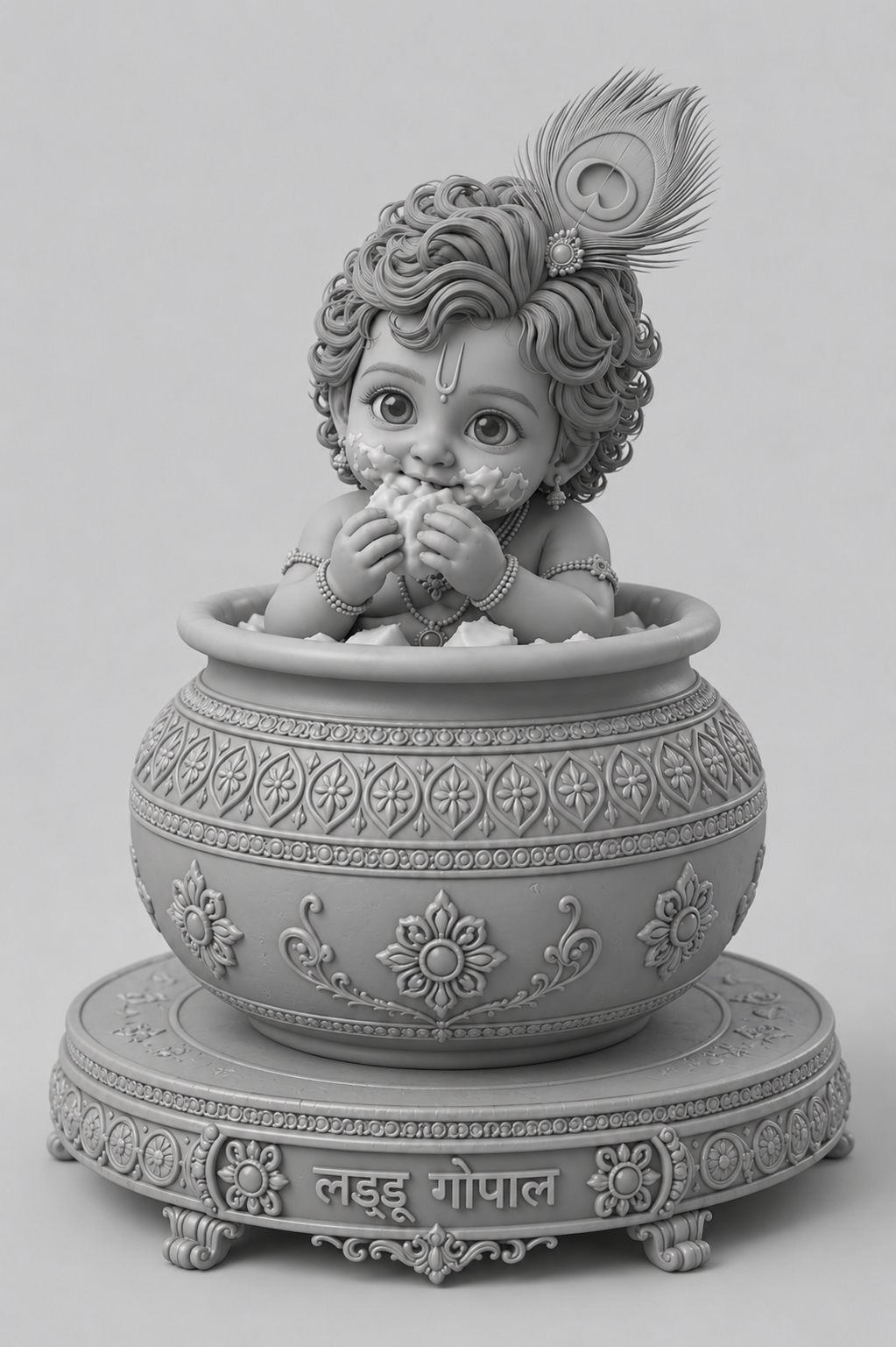Krishna Inside Makhan Matki 3D Model (5 Inch)